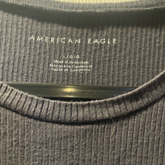 American Eagle Outfitters Charcoal Ribbed Short Sleeve Crop Tee - Picture 3 of 4